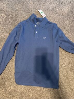 Vineyard Vines Kids Long-Sleeve Polo in Navy Blue